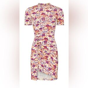 PACO RABANNE Floral Ruched Mini Dress Vibrant Floral